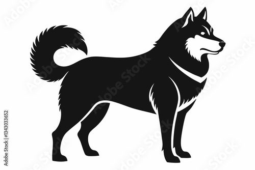 alaskan malamute line art silhouette vector illustration