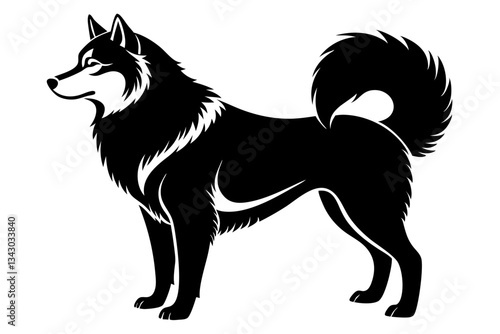 alaskan malamute line art silhouette vector illustration