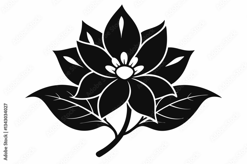 Obraz premium alpena flower line art silhouette vector illustration