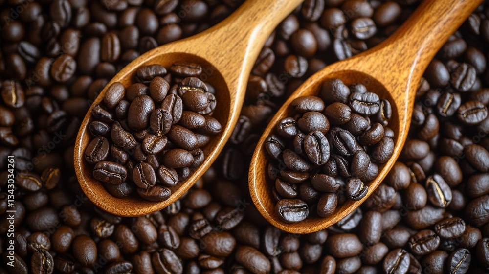 Fototapeta premium Loose coffee beans, roasted coffee beans