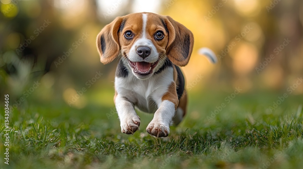 A playful puppy beagle chasing its tail in circles on a lush green lawn, capturing the essence of energy youthful and joy. A playful puppy beagle chasing its tail in circles on a lush green lawn, capturing the essence of energy youthful and joy.