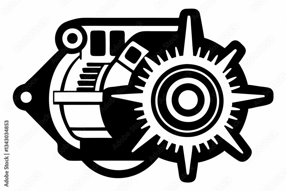 Obraz premium alternator line art silhouette vector illustration
