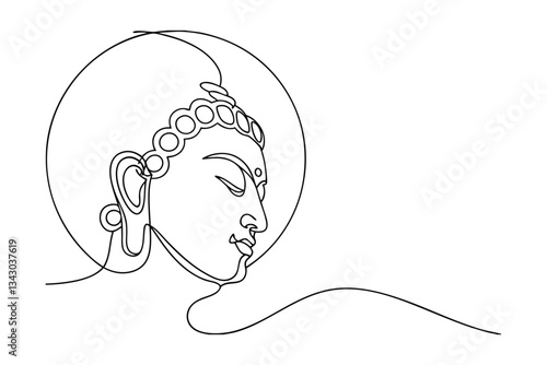 Serene Buddha Line Art Enlightenment, Peace, Meditation, Spirituality