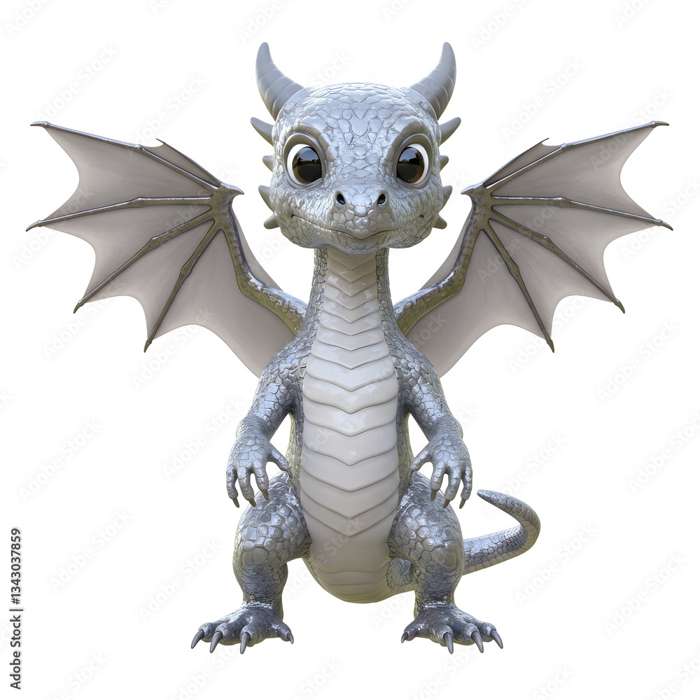 Fototapeta premium Gray Baby Dragon Standing
