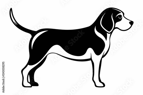beagle line art silhouette vector illustration