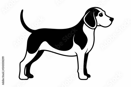 beagle line art silhouette vector illustration