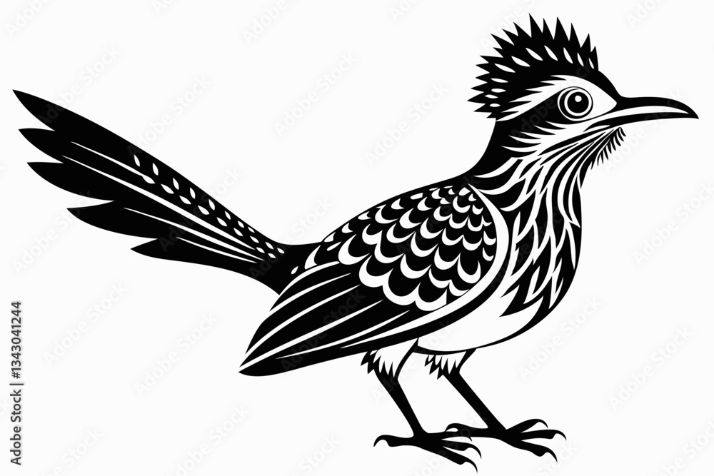 Fototapeta premium cactus wren line art silhouette vector illustration