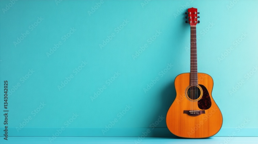 Fototapeta premium Music Brown Acoustic View Right Empty Guitar Melodic