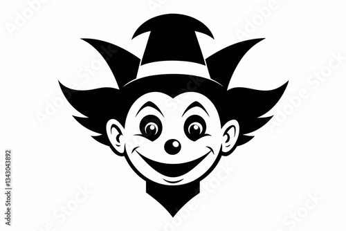 clown head line art silhouette vector illustration