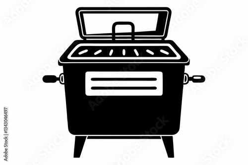 deep fryer line art silhouette vector illustration