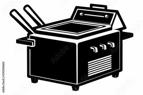 deep fryer line art silhouette vector illustration