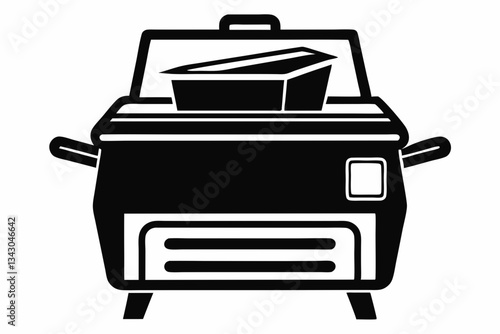deep fryer line art silhouette vector illustration
