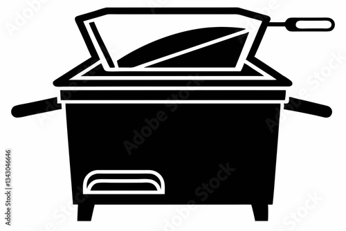 deep fryer line art silhouette vector illustration