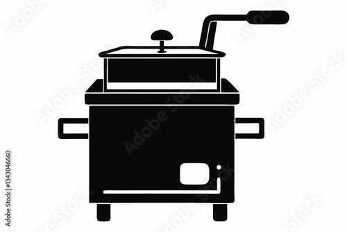 deep fryer line art silhouette vector illustration