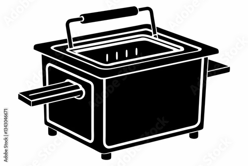 deep fryer line art silhouette vector illustration