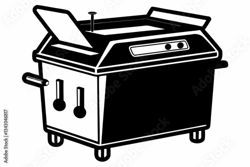 deep fryer line art silhouette vector illustration