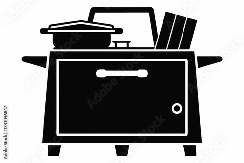 deep fryer line art silhouette vector illustration