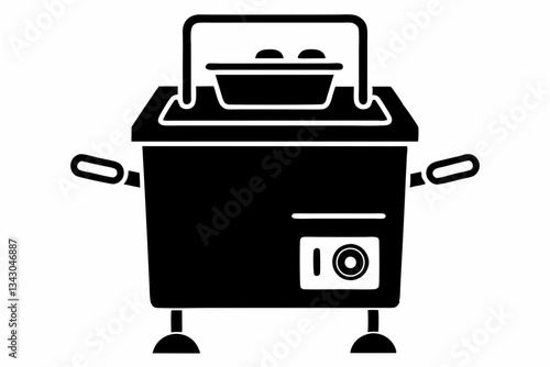 deep fryer line art silhouette vector illustration