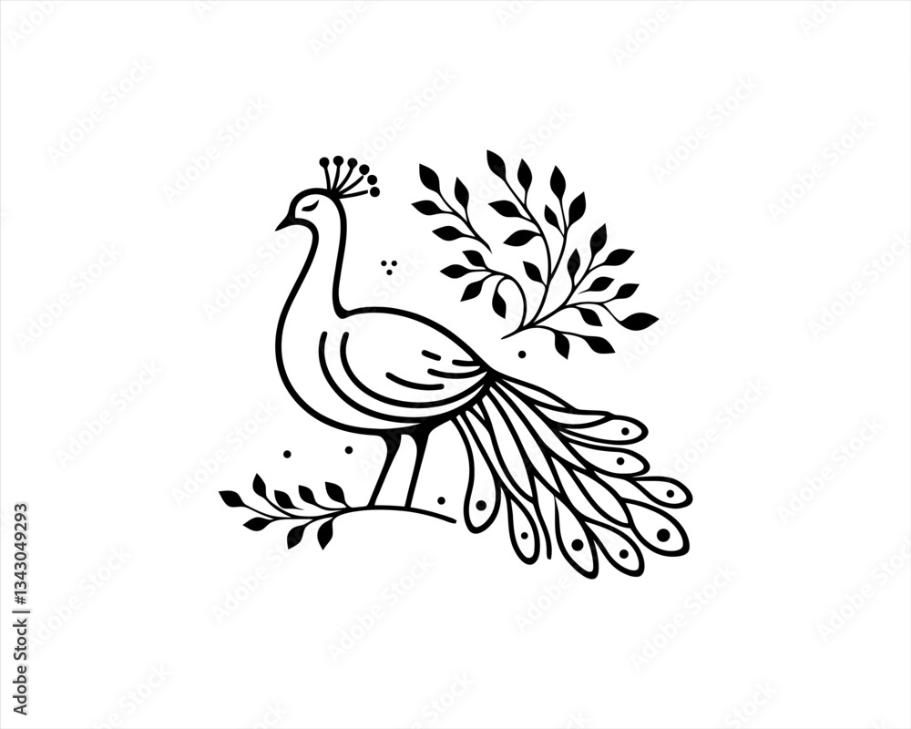 Obraz premium Peacock logo design icon symbol vector illustration. Peacock bird vector template.