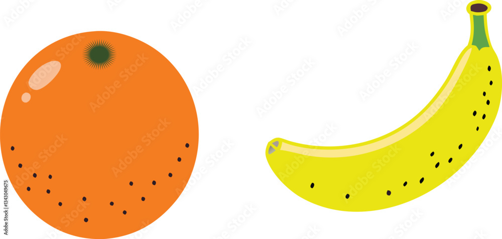 Orange and Banana vector illustration. Orange and Banana vector illustration.