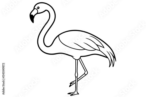 flamingo line art silhouette vector illustration