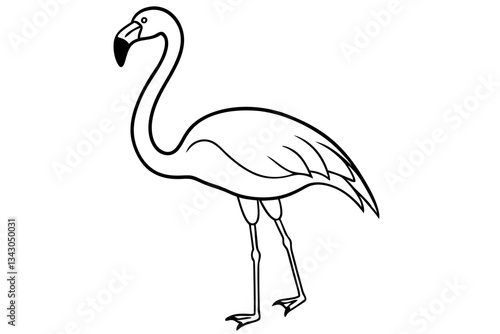 flamingo line art silhouette vector illustration