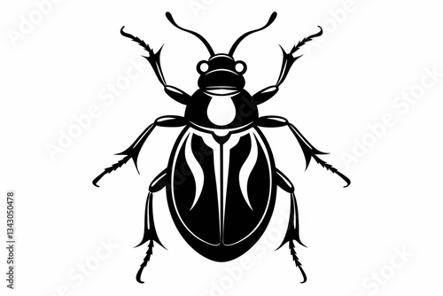 flea beetle line art silhouette vector illustration