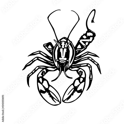 black outline vector of a whole lobster with claws and antennae