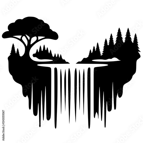Waterfall logo silhouette