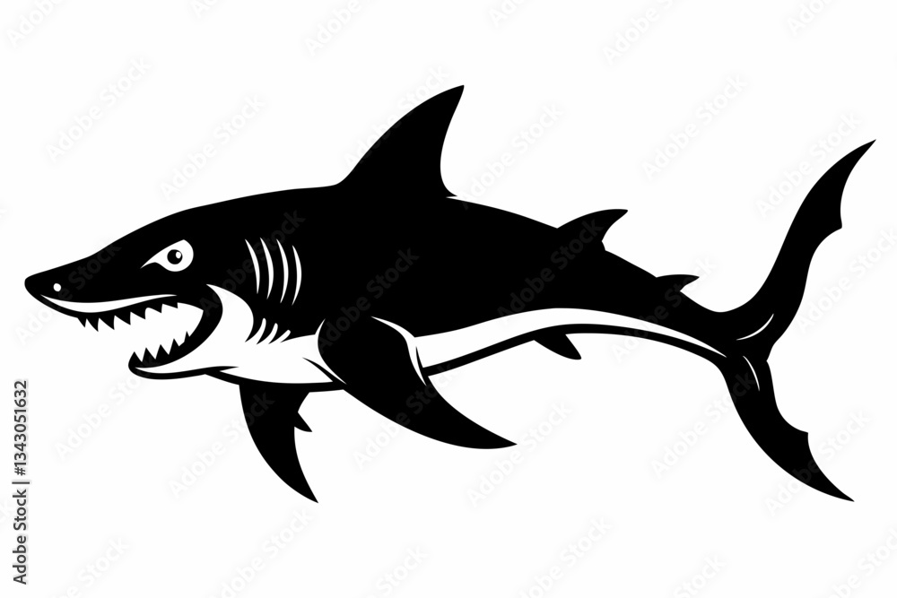 Obraz premium goblin shark line art silhouette vector illustration