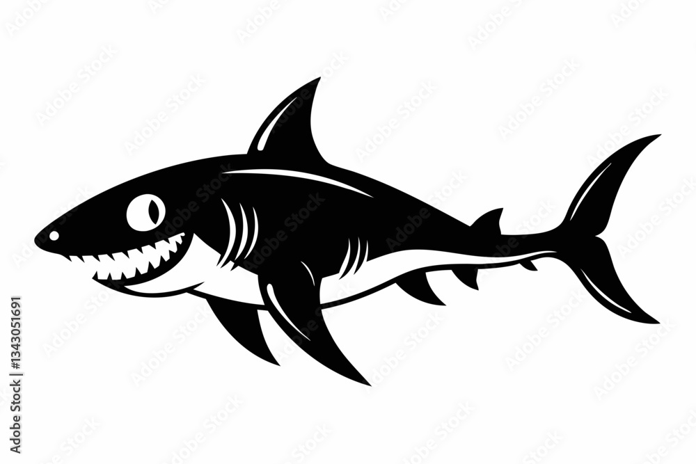 Obraz premium goblin shark line art silhouette vector illustration