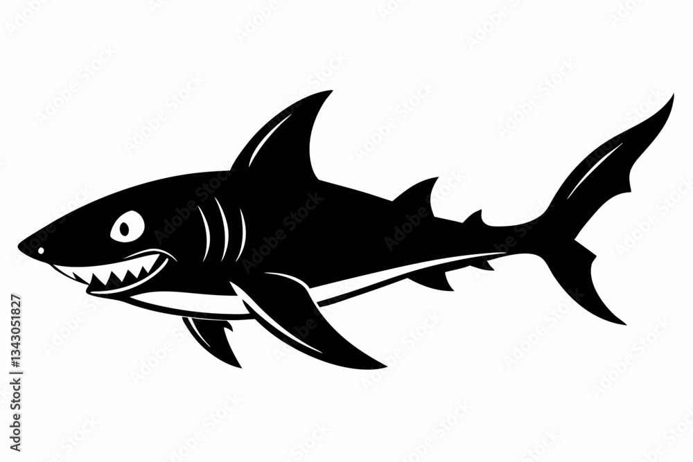 Fototapeta premium goblin shark line art silhouette vector illustration