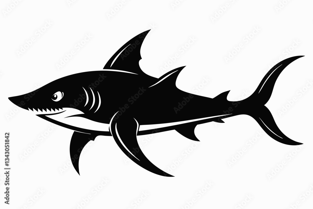 Fototapeta premium goblin shark line art silhouette vector illustration