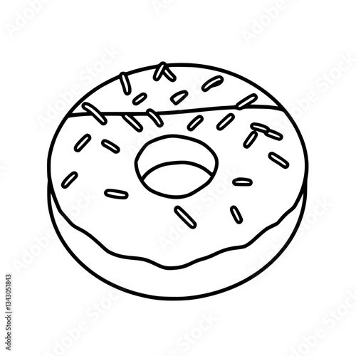 black outline vector of a donut with sprinkles and icing