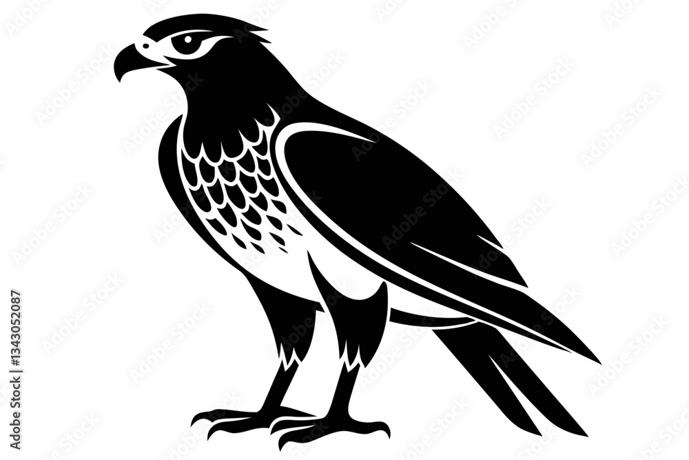 Obraz premium goshawk bird line art silhouette vector illustration