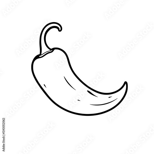 black outline vector of a fresh green chili pepper with curved shape