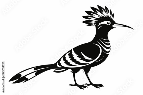hoopoe bird line art silhouette vector illustration