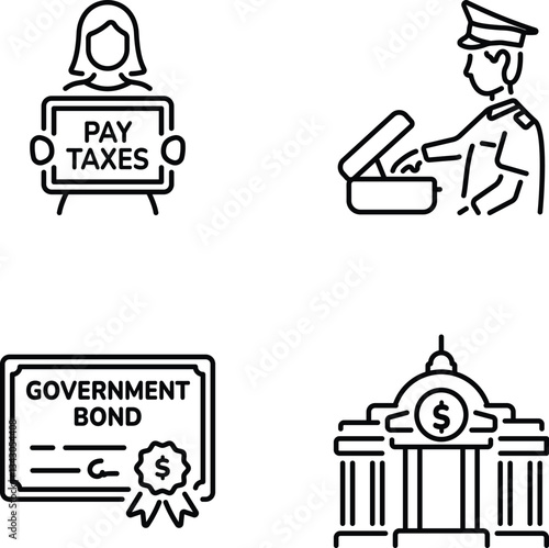 Pack of Tax Filing Linear Style Icons 

