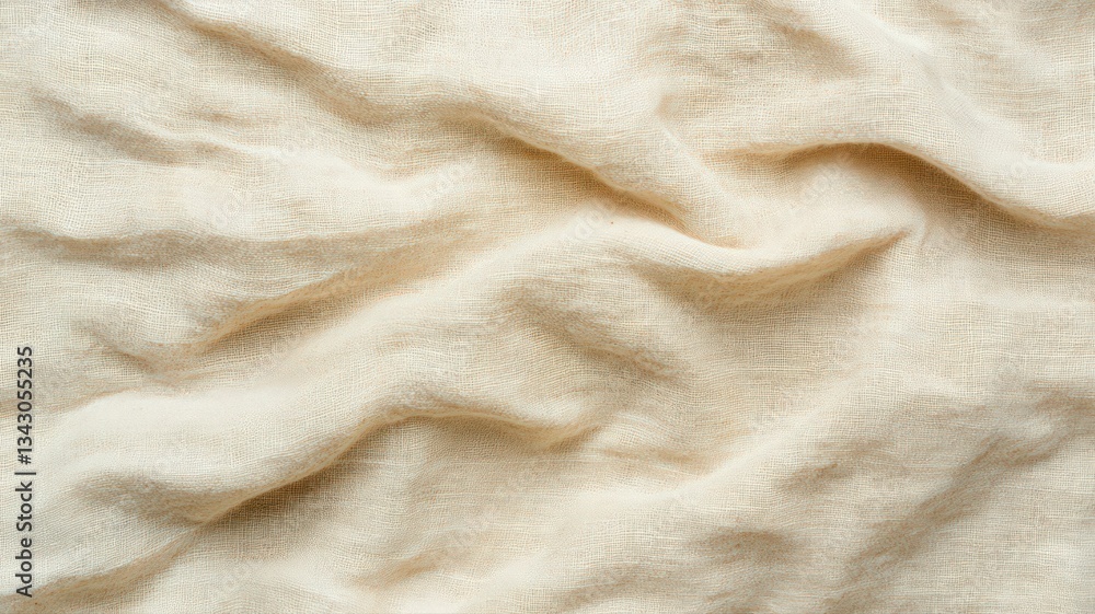 Cream Beige Fabric Texture Background: Soft Folds and Wrinkles Cream Beige Fabric Texture Background: Soft Folds and Wrinkles