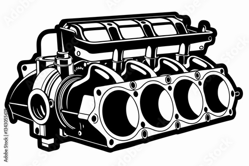 intake manifold line art silhouette vector illustration