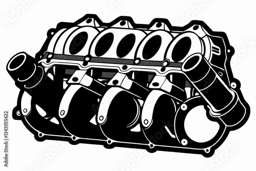intake manifold line art silhouette vector illustration