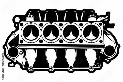intake manifold line art silhouette vector illustration