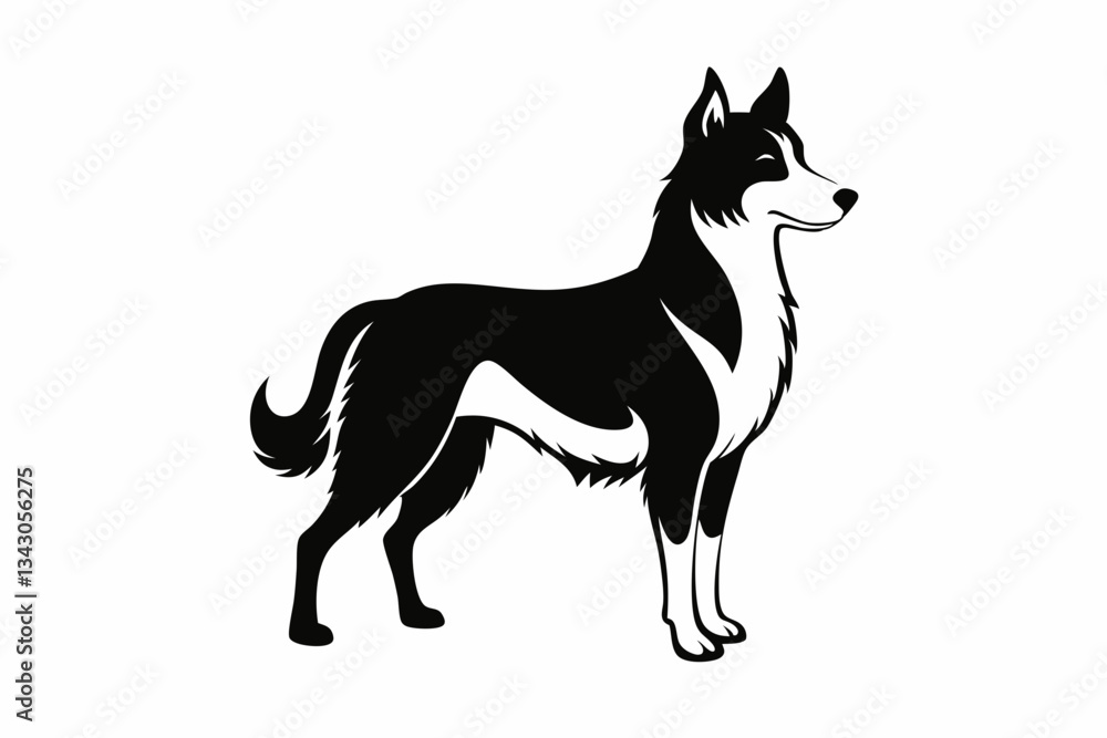 Obraz premium lassie dog line art silhouette vector illustration