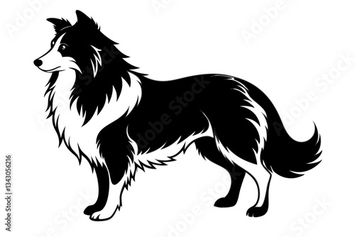 lassie dog line art silhouette vector illustration