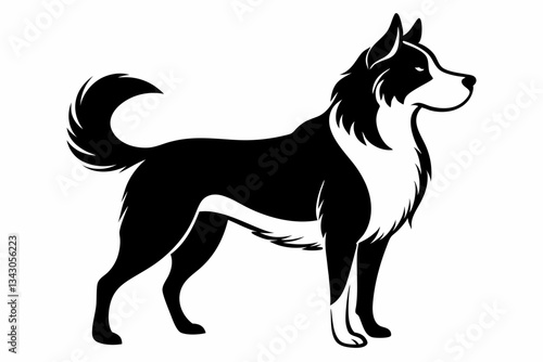 lassie dog line art silhouette vector illustration