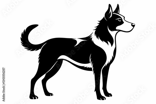 lassie dog line art silhouette vector illustration