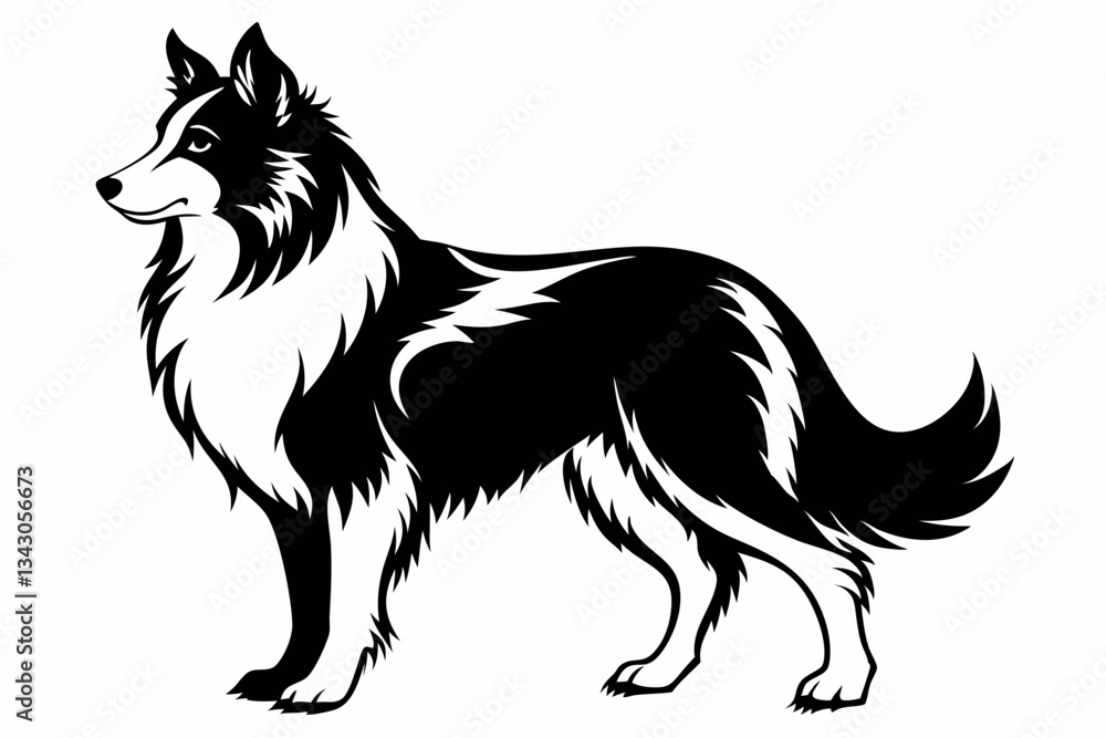 Fototapeta lassie dog line art silhouette vector illustration