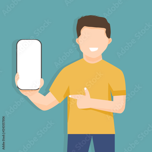 a man holding an empty phone for advertising promotion