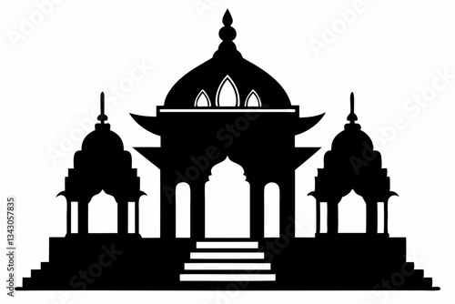black temple silhouette on white background clip art preview