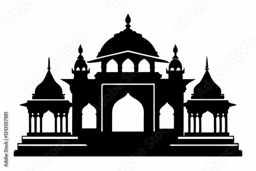 black silhouette indian temple architecture clip art preview